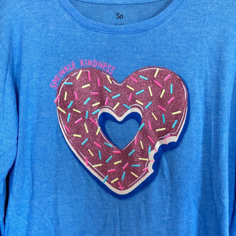 Relisted SO Sprinkle Kindness cozy glitter graphic top girls XL 14 / 16 - Picture 14 of 17